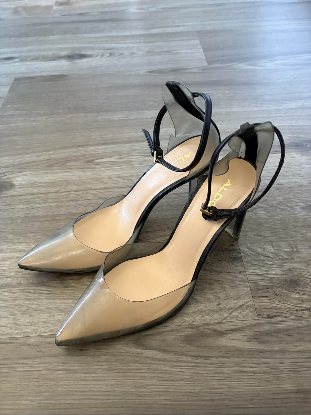 ALDO Women's Pointed Toe Ankle Strap Pumps in Clear